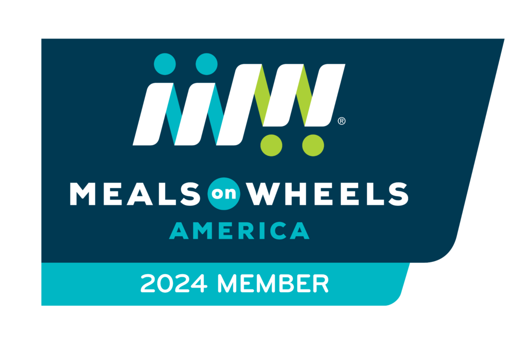 A Meals on Wheels America logo in blue, white, green, and teal. It states "2024 Member" below the Meals on Wheels America Logo.